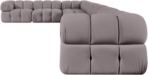Camden Taupe Velvet Performance Fabric Upholstered Sectional, 8-Piece (Style 2)