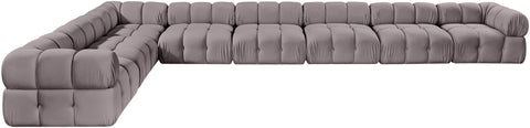 Camden Taupe Velvet Performance Fabric Upholstered Sectional, 8-Piece (Style 2)