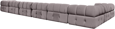 Camden Taupe Velvet Performance Fabric Upholstered Sectional, 8-Piece (Style 2)