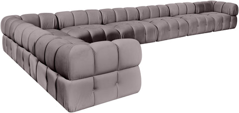 Camden Taupe Velvet Performance Fabric Upholstered Sectional, 8-Piece (Style 2)