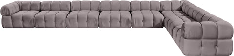 Camden Taupe Velvet Performance Fabric Upholstered Sectional, 8-Piece (Style 2)