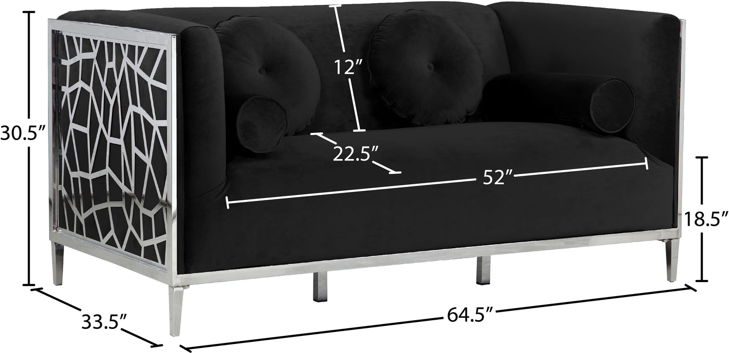 elegante black velvet loveseat l