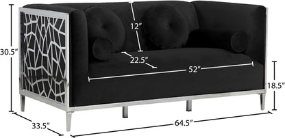 Elegante Black Velvet Loveseat L