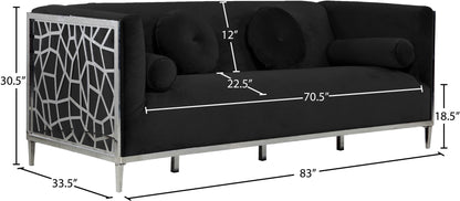 Elegante Black Velvet Sofa S