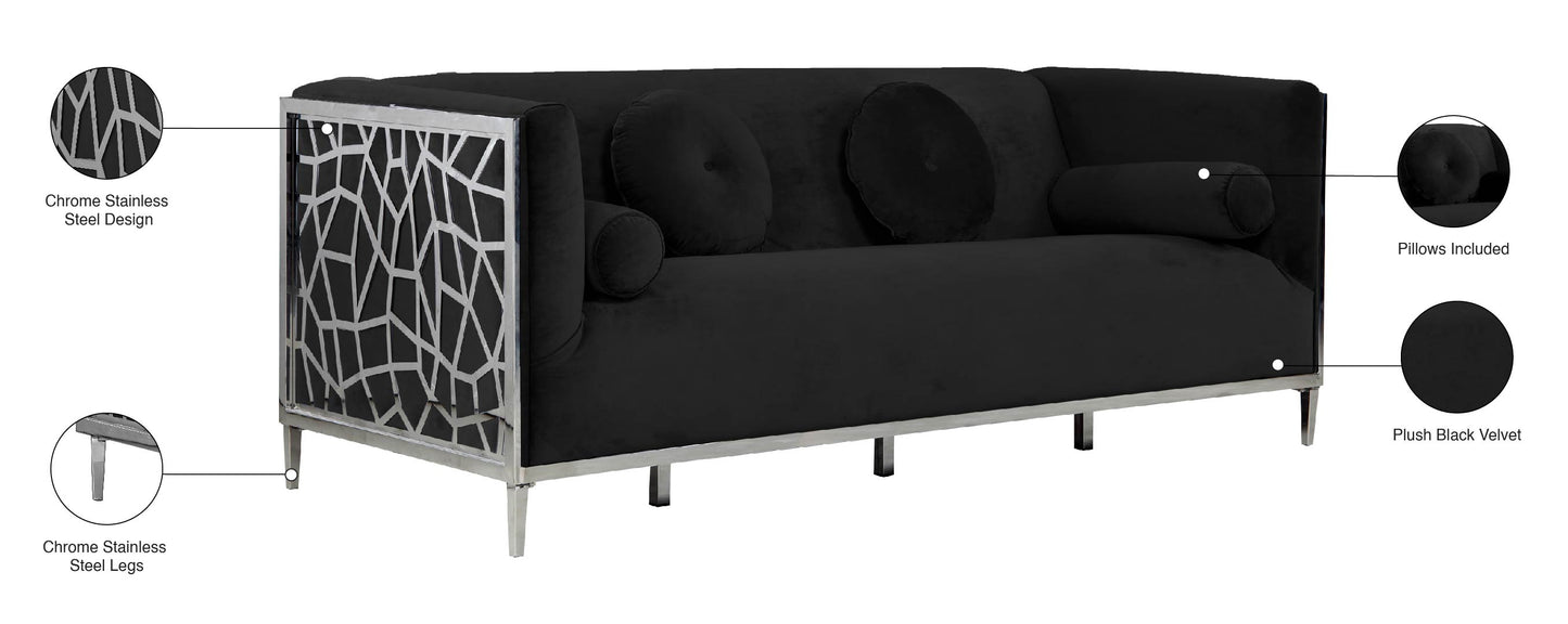 elegante black velvet sofa s