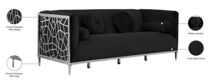 Elegante Black Velvet Sofa S