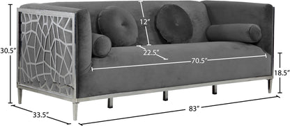 Elegante Grey Velvet Sofa S