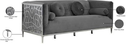 Elegante Grey Velvet Sofa S