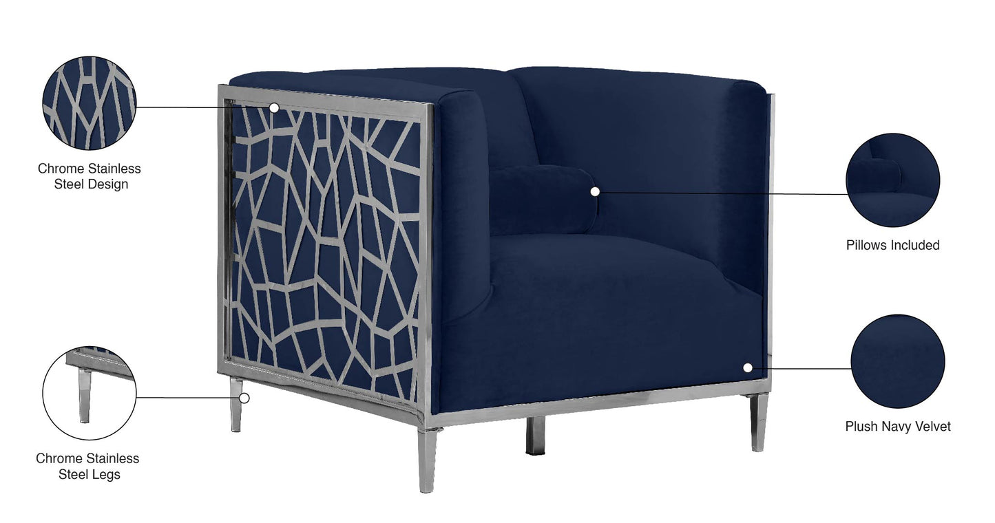 elegante navy velvet chair c