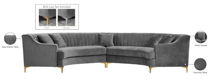 Jester Grey Velvet 2pc. Sectional Sectional