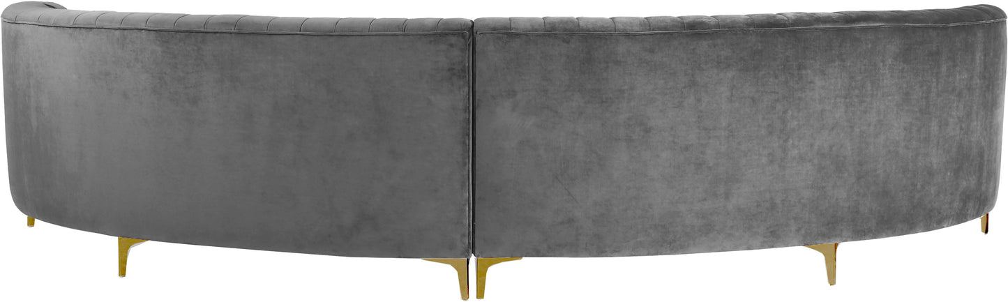 jester grey velvet 2pc. sectional sectional