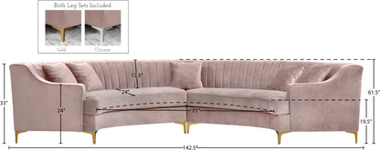 Jester Pink Velvet 2pc. Sectional Sectional