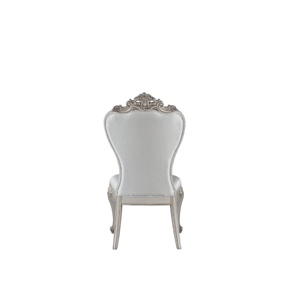 aurea side chair (set-2), cream fabric & golden ivory finish