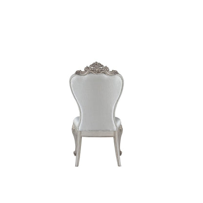 Aurea Side Chair (Set-2), Cream Fabric & Golden Ivory Finish