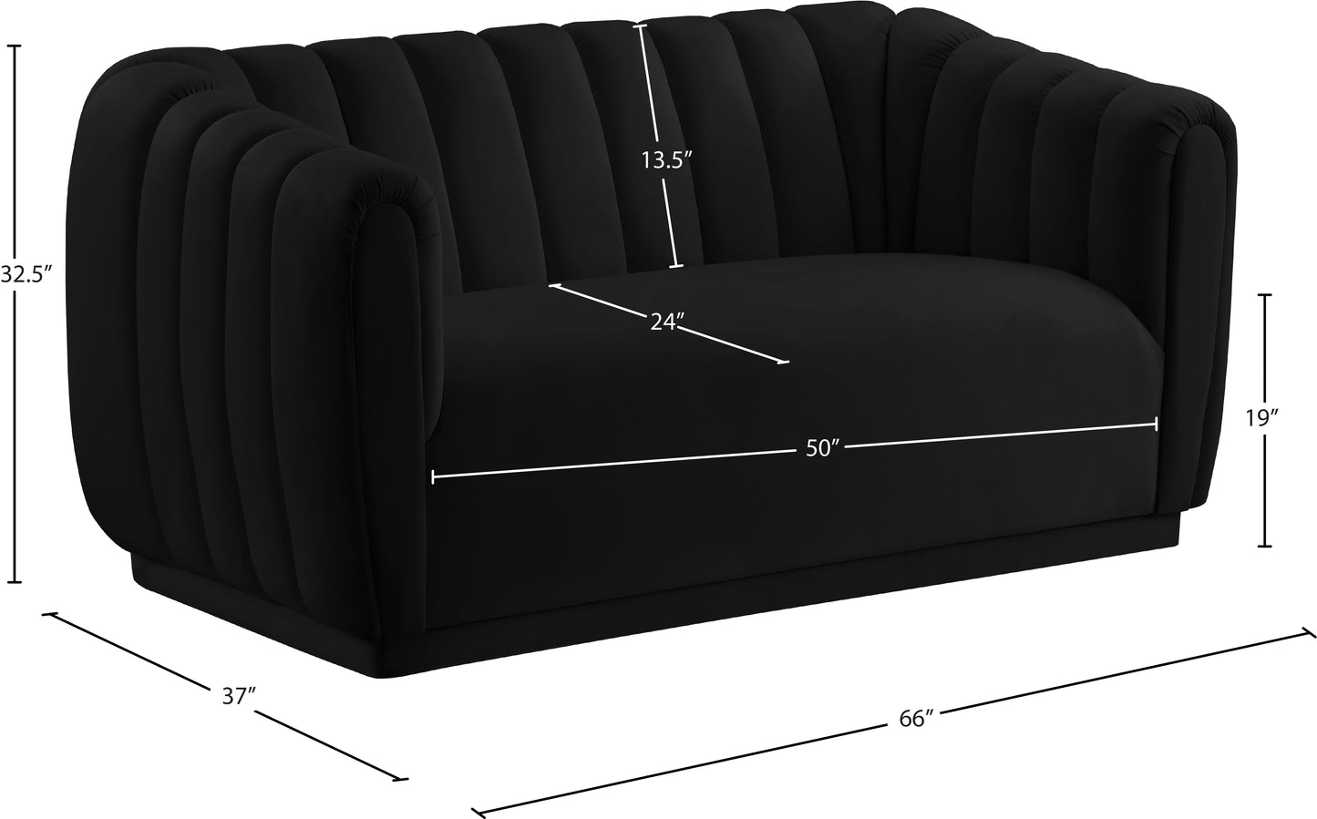 carter black velvet loveseat l