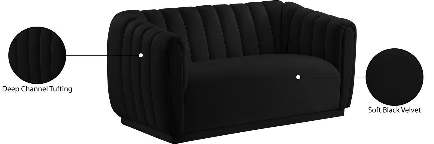 carter black velvet loveseat l