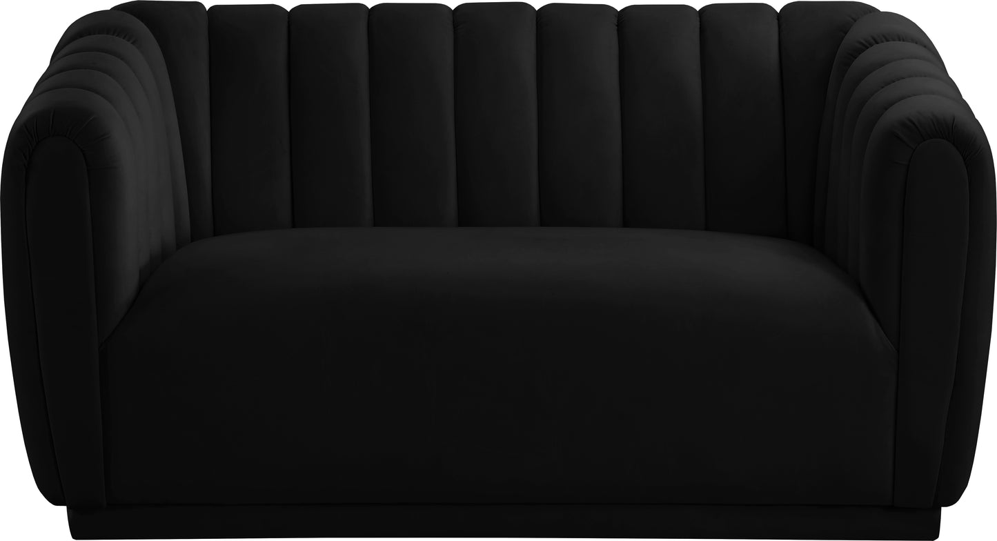 carter black velvet loveseat l