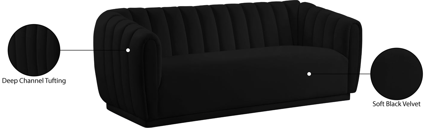 carter black velvet sofa s