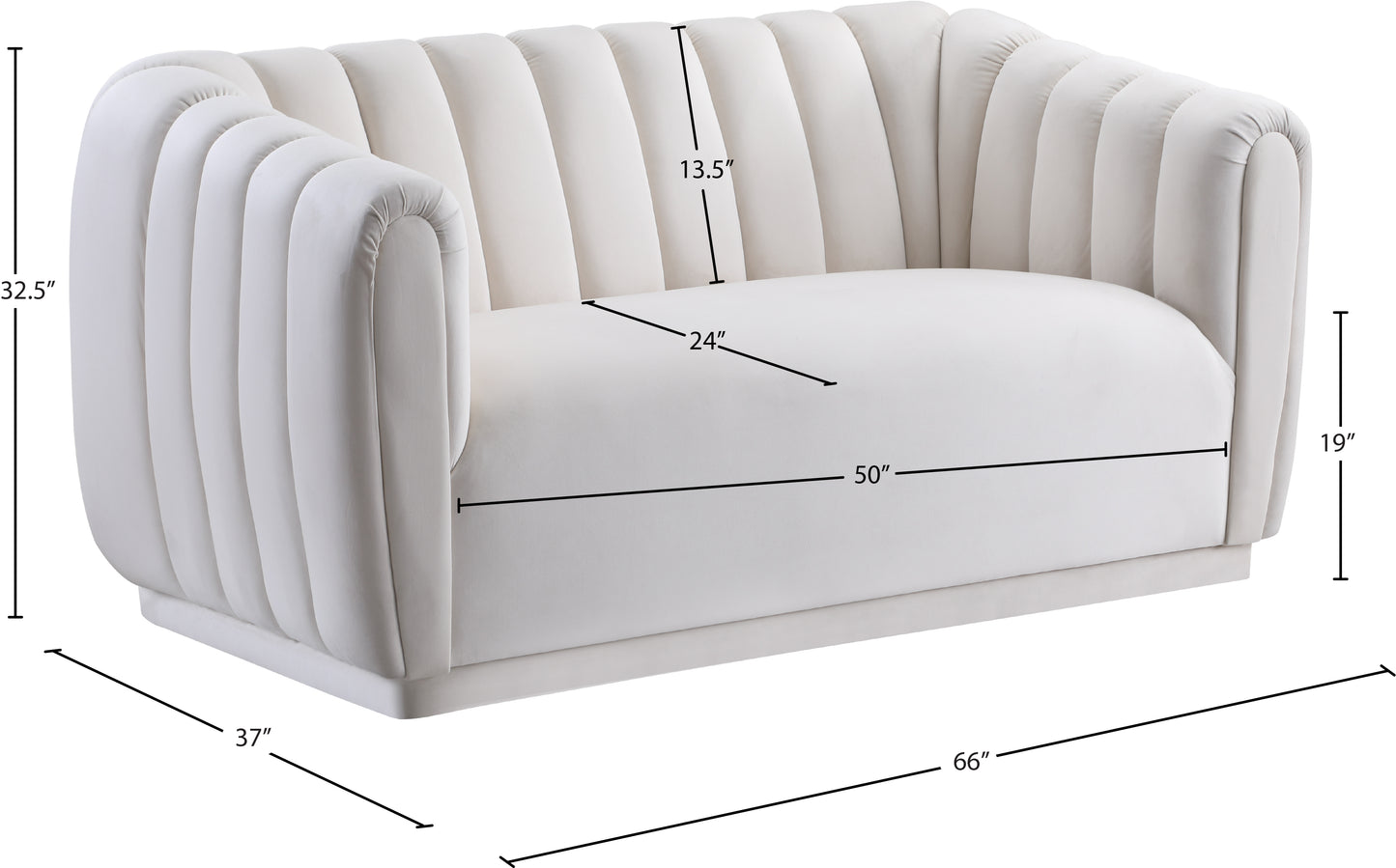 carter cream velvet loveseat l