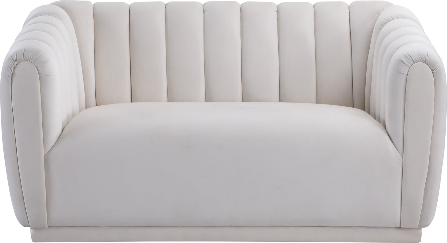 carter cream velvet loveseat l