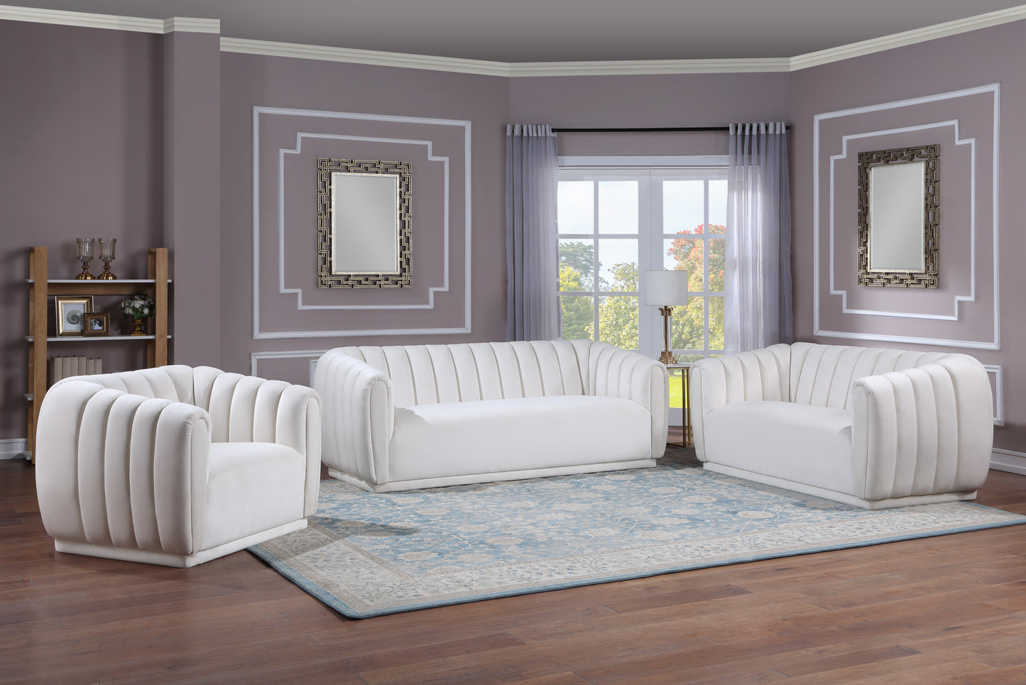 carter cream velvet loveseat l