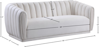 Carter Cream Velvet Sofa S