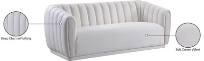 Carter Cream Velvet Sofa S