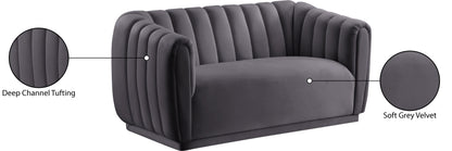 Carter Grey Velvet Loveseat L