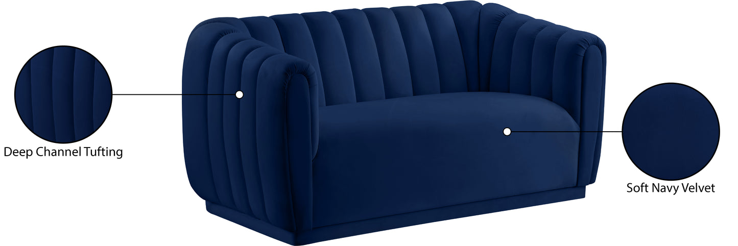 carter navy velvet loveseat l