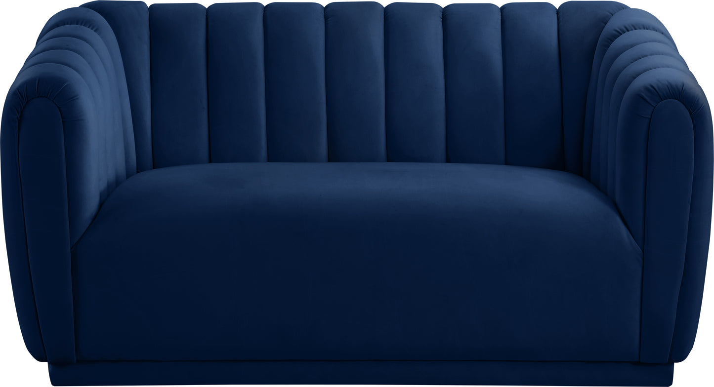 carter navy velvet loveseat l