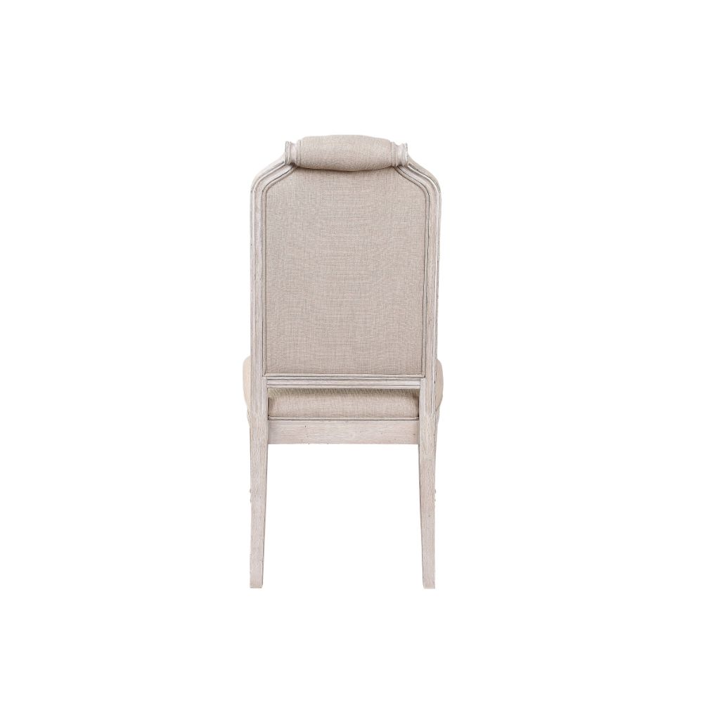 farren side chair (set-2), fabric & antique champagne finish