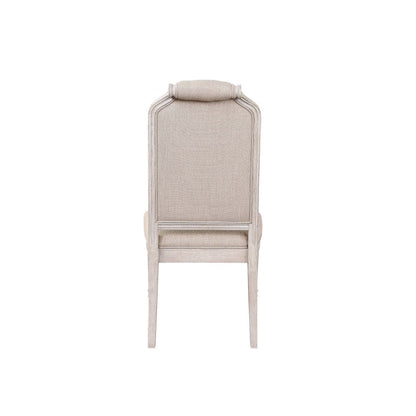 Farren Side Chair (Set-2), Fabric & Antique Champagne Finish