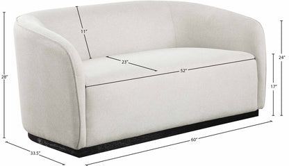 Dream Beige Polyester Fabric Loveseat L