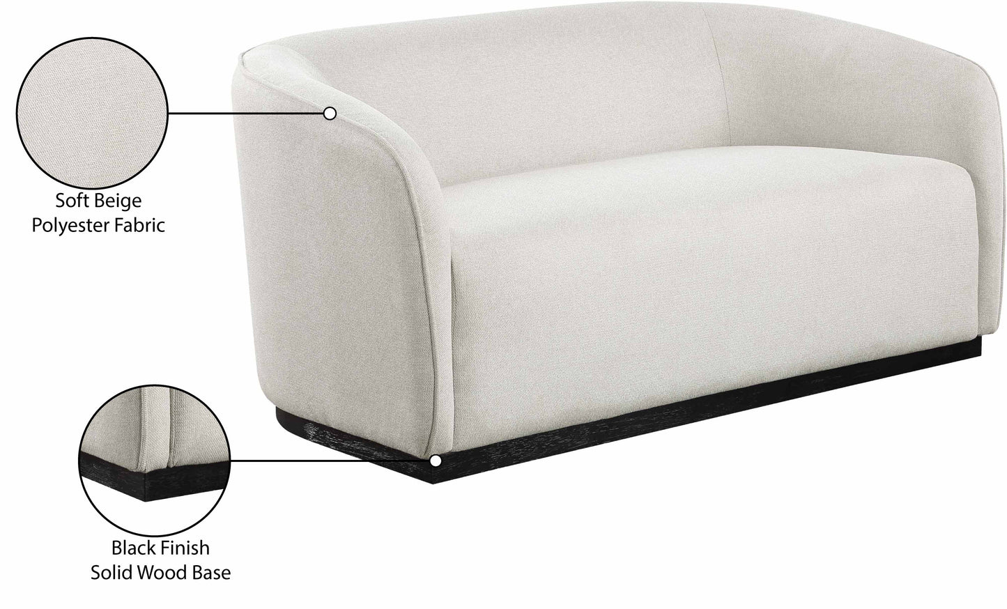 dream beige polyester fabric loveseat l