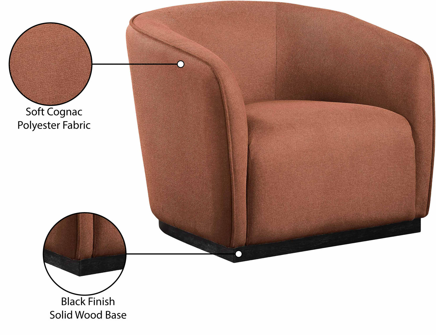 dream cognac polyester fabric chair c