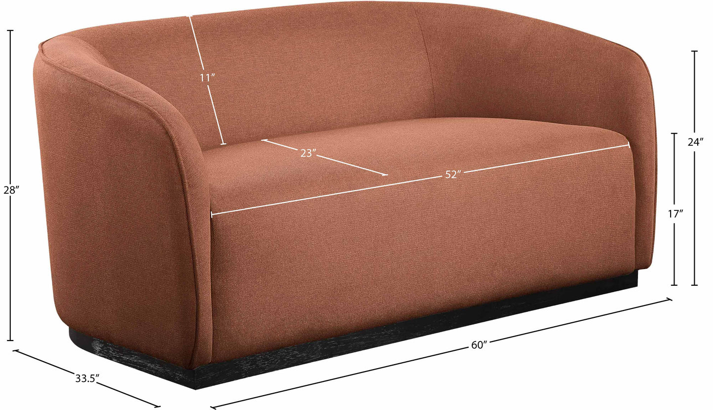 dream cognac polyester fabric loveseat l