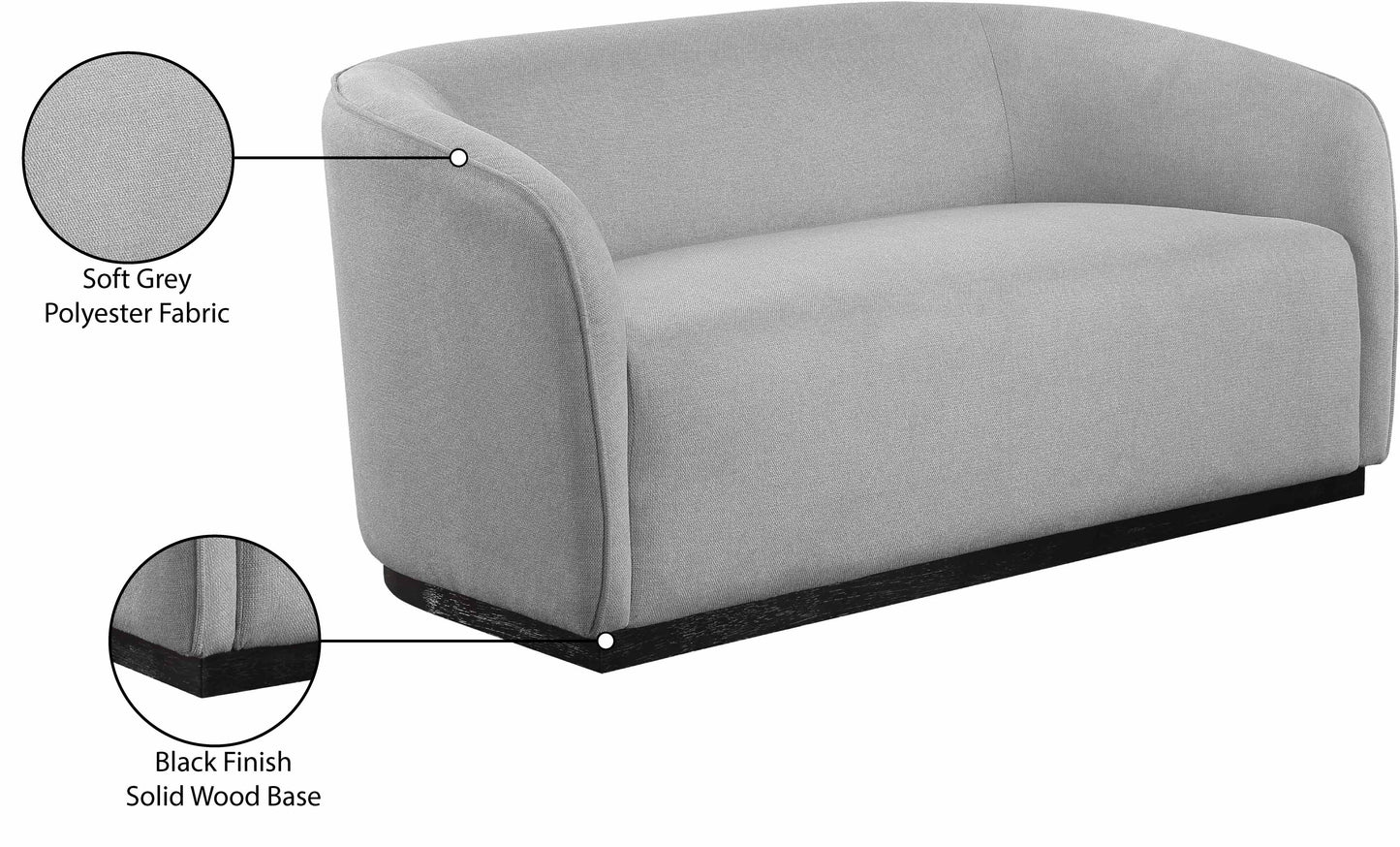 dream grey polyester fabric loveseat l