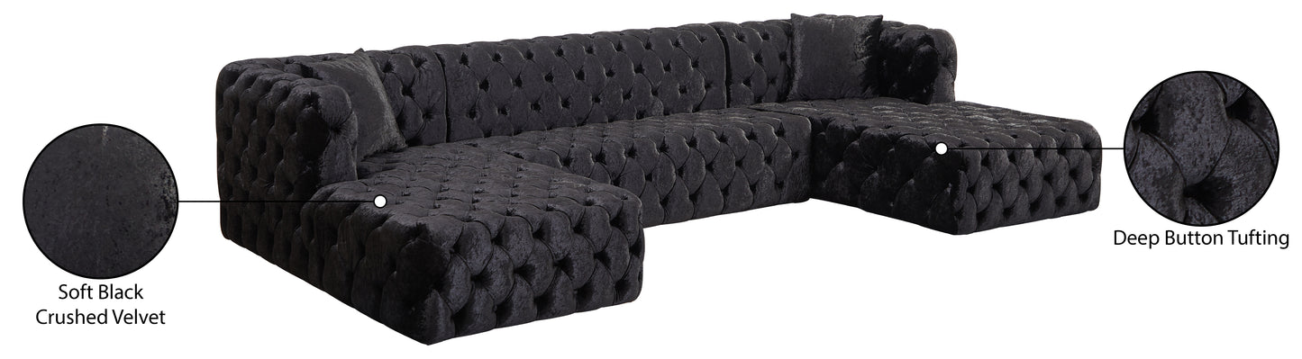 fleur black velvet 3pc. sectional (3 boxes) sectional