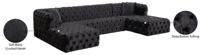 Fleur Black Velvet 3pc. Sectional (3 Boxes) Sectional