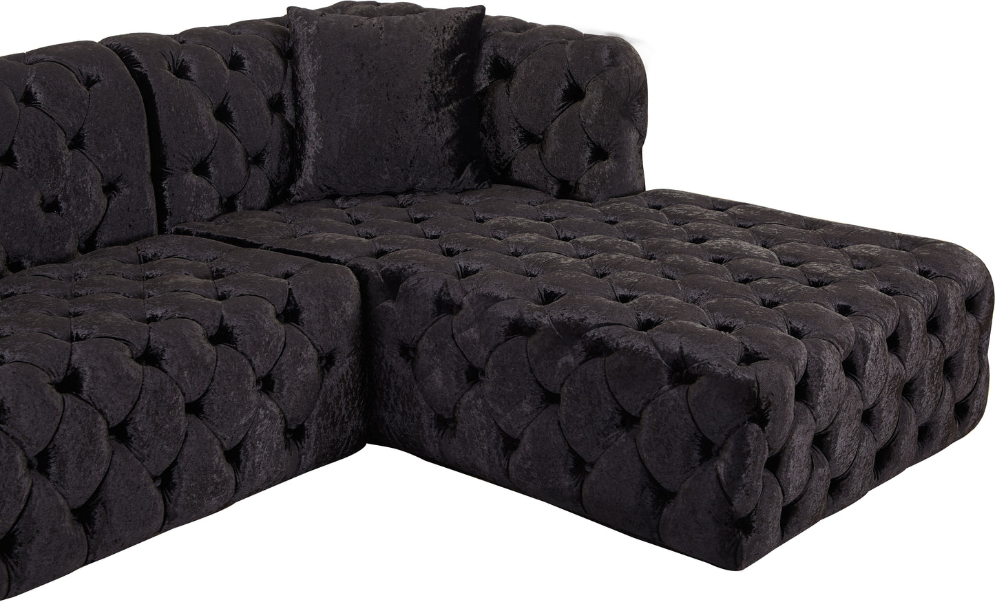 fleur black velvet 3pc. sectional (3 boxes) sectional