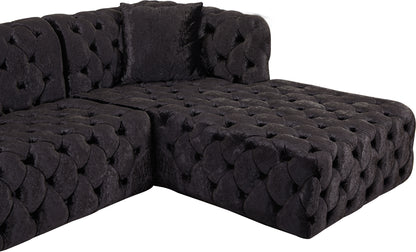 Fleur Black Velvet 3pc. Sectional (3 Boxes) Sectional