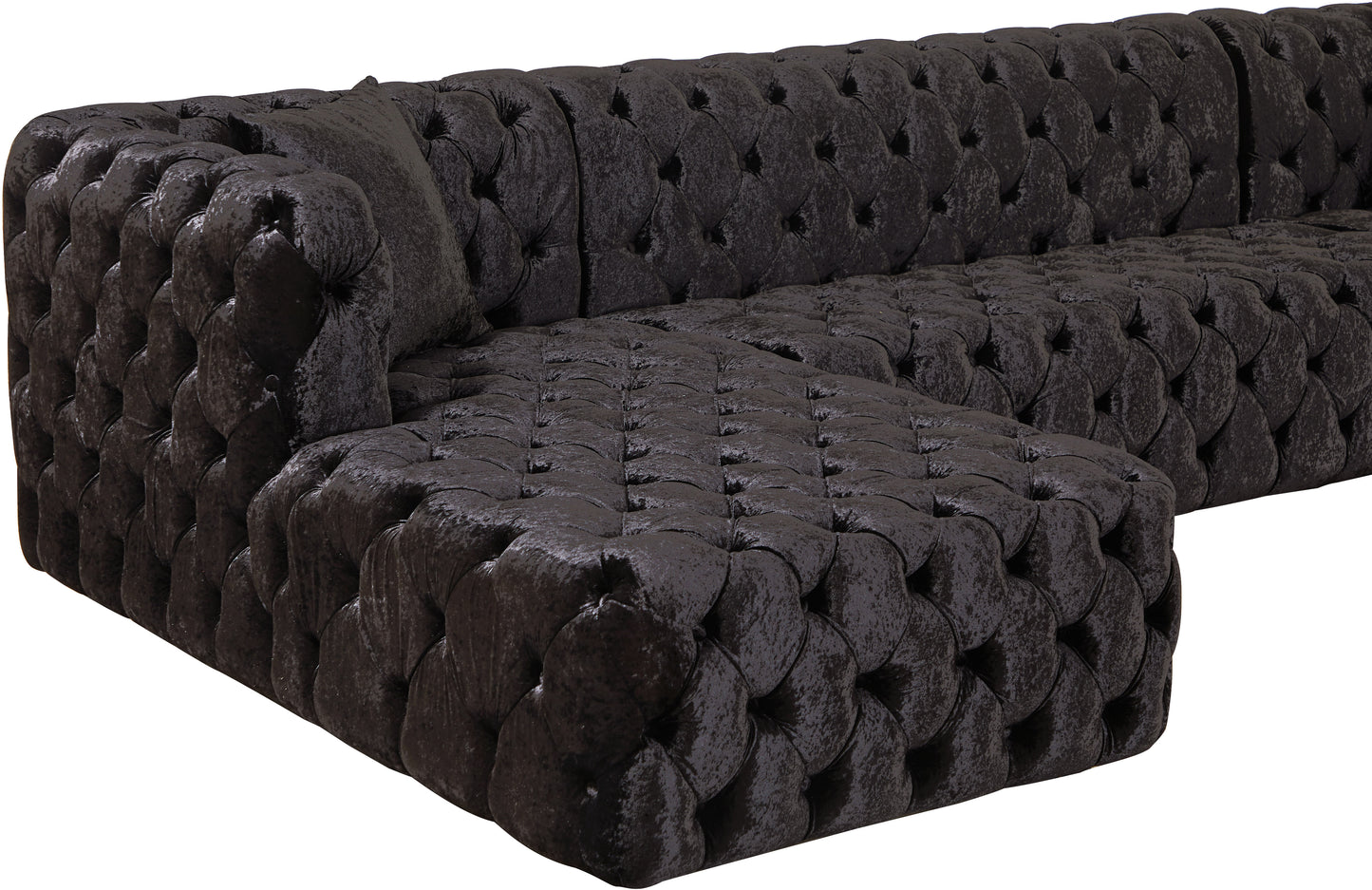 fleur black velvet 3pc. sectional (3 boxes) sectional