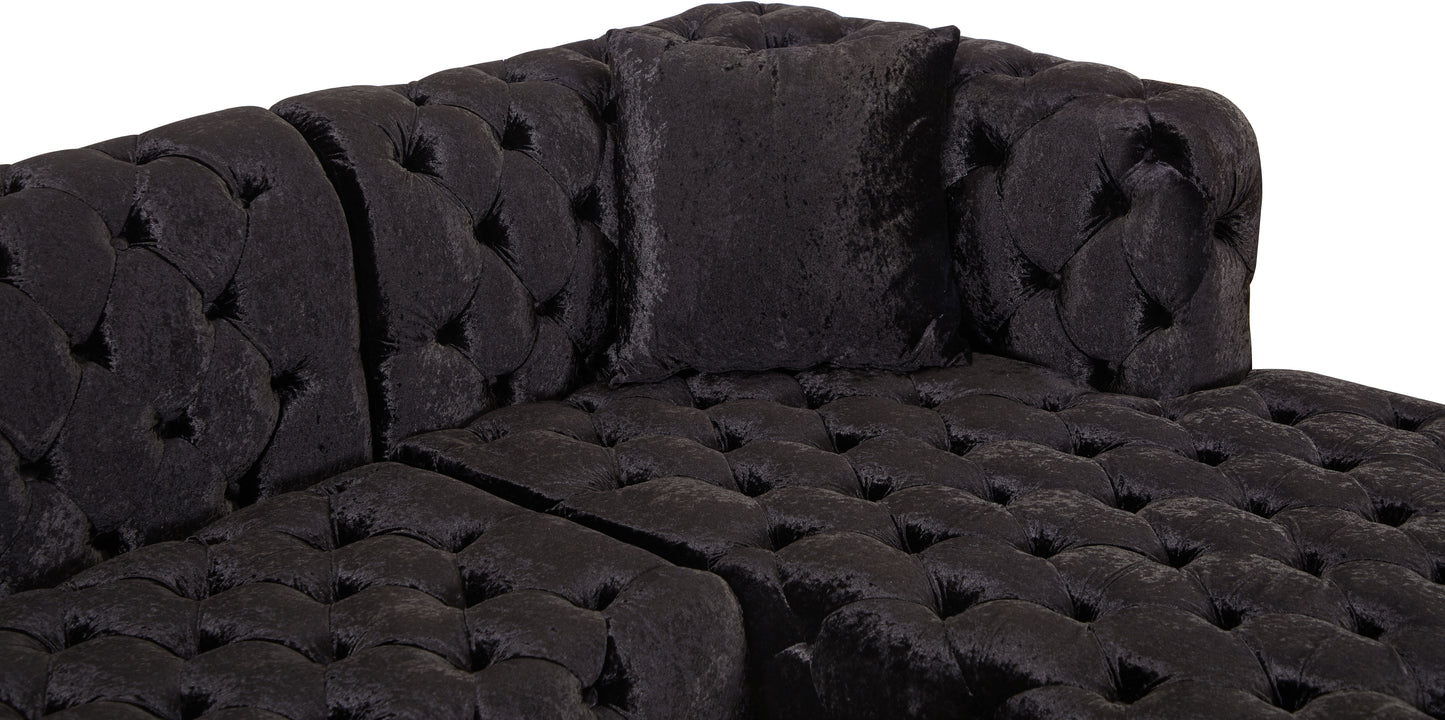 fleur black velvet 3pc. sectional (3 boxes) sectional