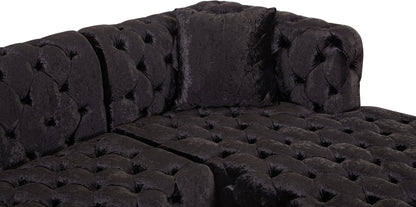 Fleur Black Velvet 3pc. Sectional (3 Boxes) Sectional