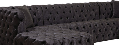 Fleur Black Velvet 3pc. Sectional (3 Boxes) Sectional