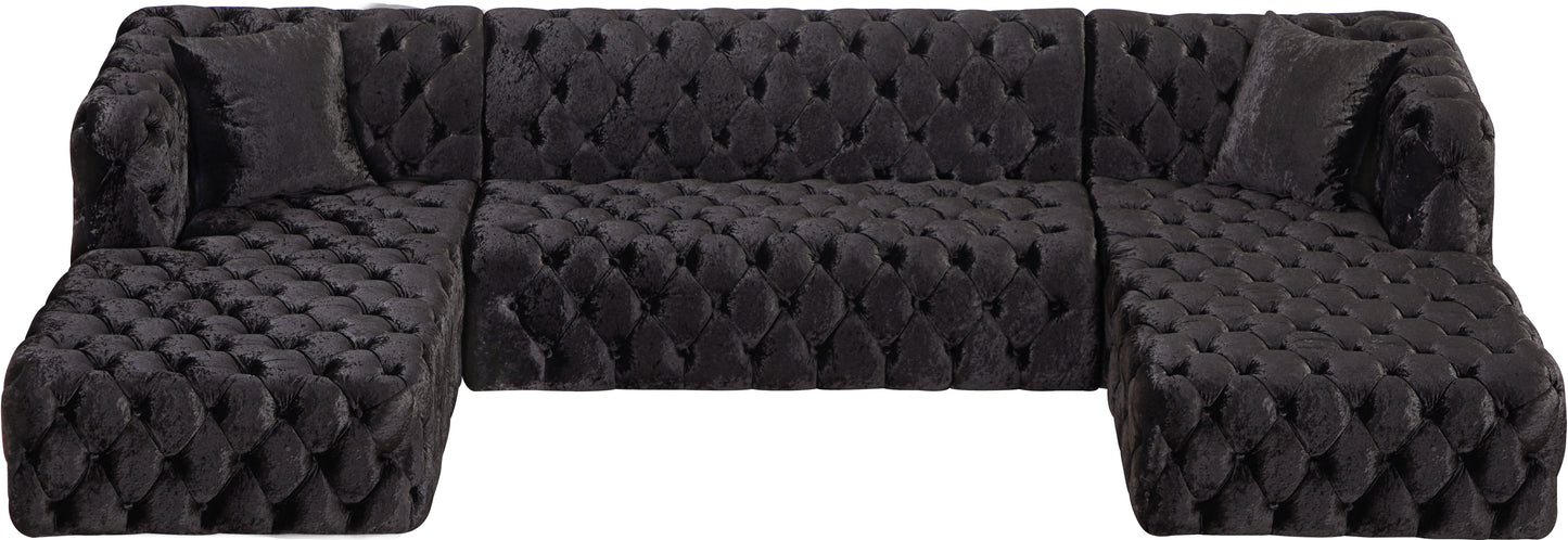 fleur black velvet 3pc. sectional (3 boxes) sectional