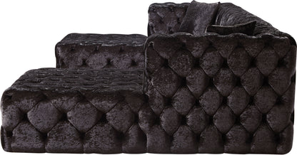 Fleur Black Velvet 3pc. Sectional (3 Boxes) Sectional