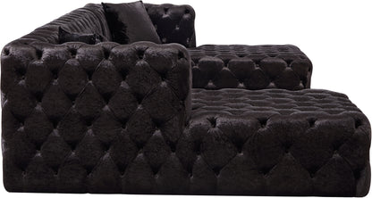 Fleur Black Velvet 3pc. Sectional (3 Boxes) Sectional