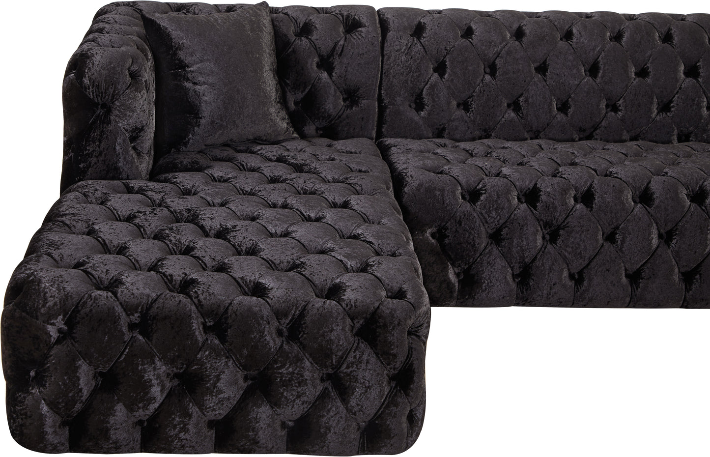 fleur black velvet 3pc. sectional (3 boxes) sectional