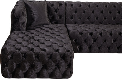 Fleur Black Velvet 3pc. Sectional (3 Boxes) Sectional